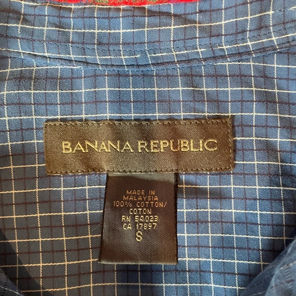 Banana Republic Cotton Mixed Media Short Sleeve Shirt 90s Retro Indie Sleeze Sm